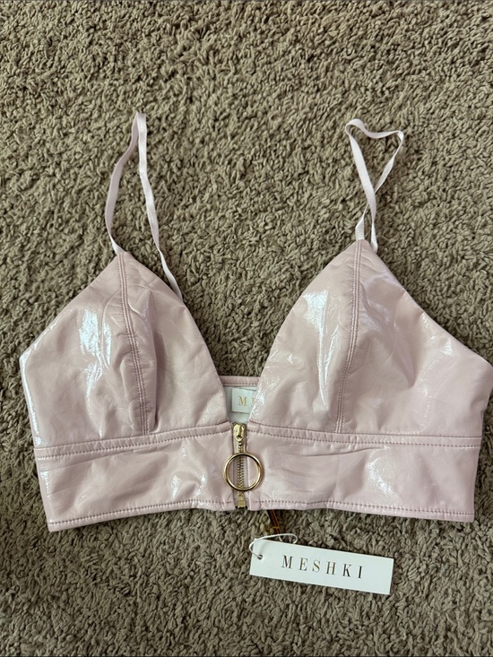 Meshki Other - Meshki Pink Ring-Front Patent Bralette Y2K Vinyl Barbiecore